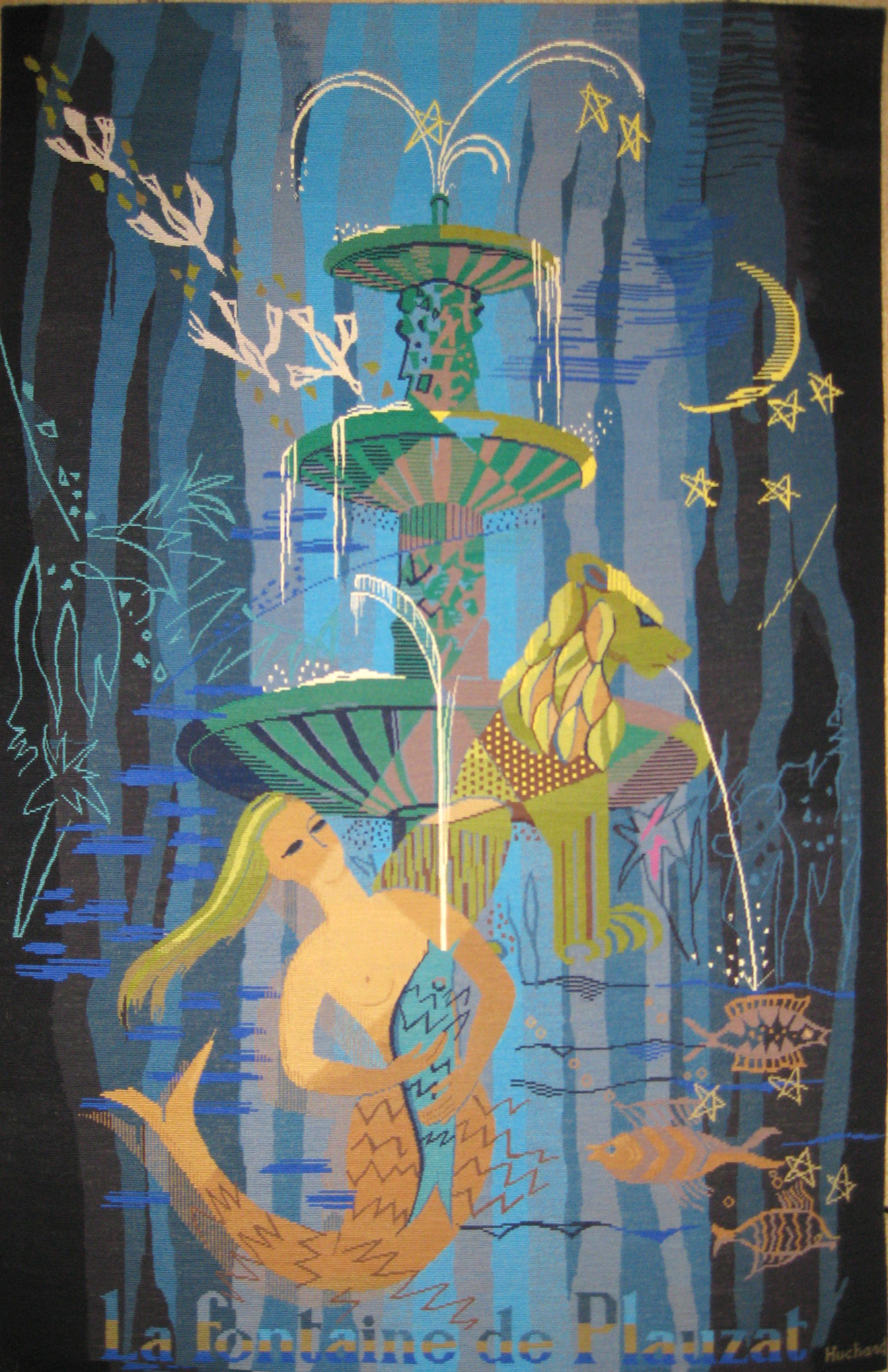 “La fontaine de Plauzat” tapisserie primée années 70